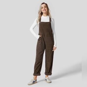 Halara Brown Corduroy Overalls Sz Medium NWT